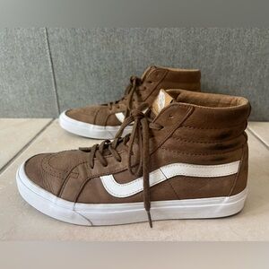 VANS WORLD’S #1 SKATEBOARD SK8-HI BROWN & WHITE BUNGEE CORD MENS SNEAKERS